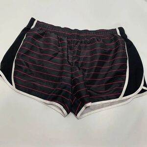 Athletic Works Womens Activewear Running Shorts Lined Stripes Black Red XL